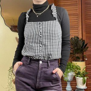 Madewell gingham camisole with ruffled straps.